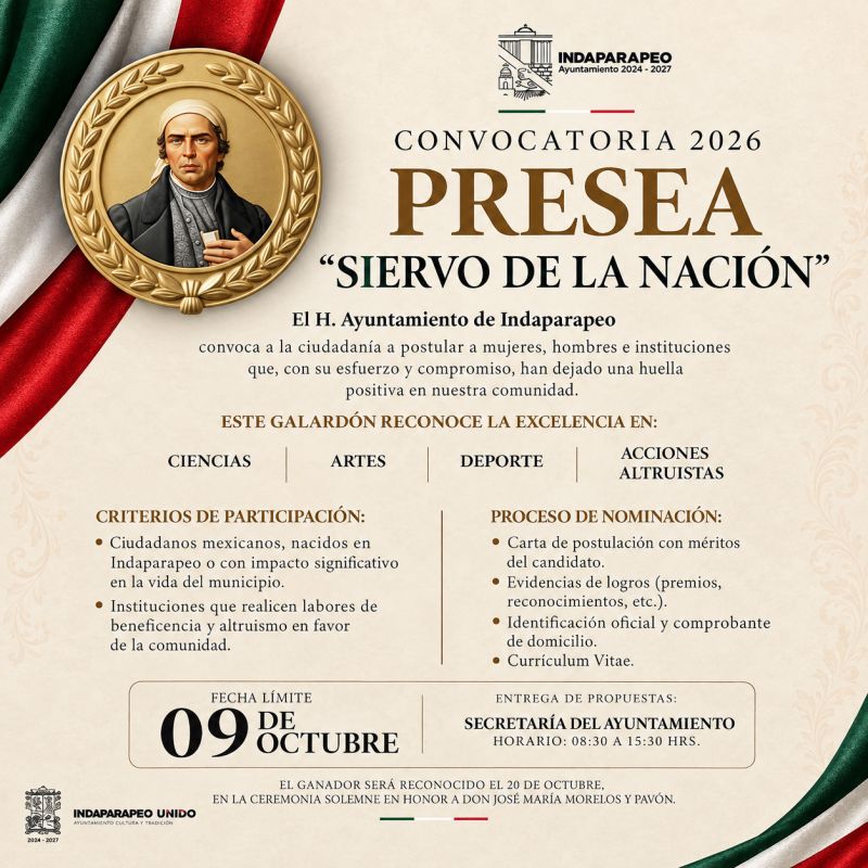 Presea “Siervo de la Nación” 2026